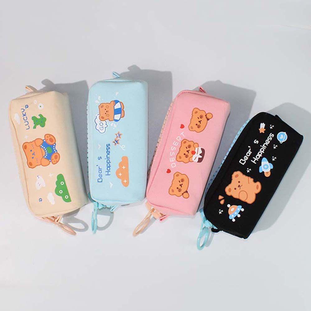 Case Zipple Pouch Big Stationery Canvas Pen Holder Bear Pencil Bag Stroage Bag Zipper Pencil Case