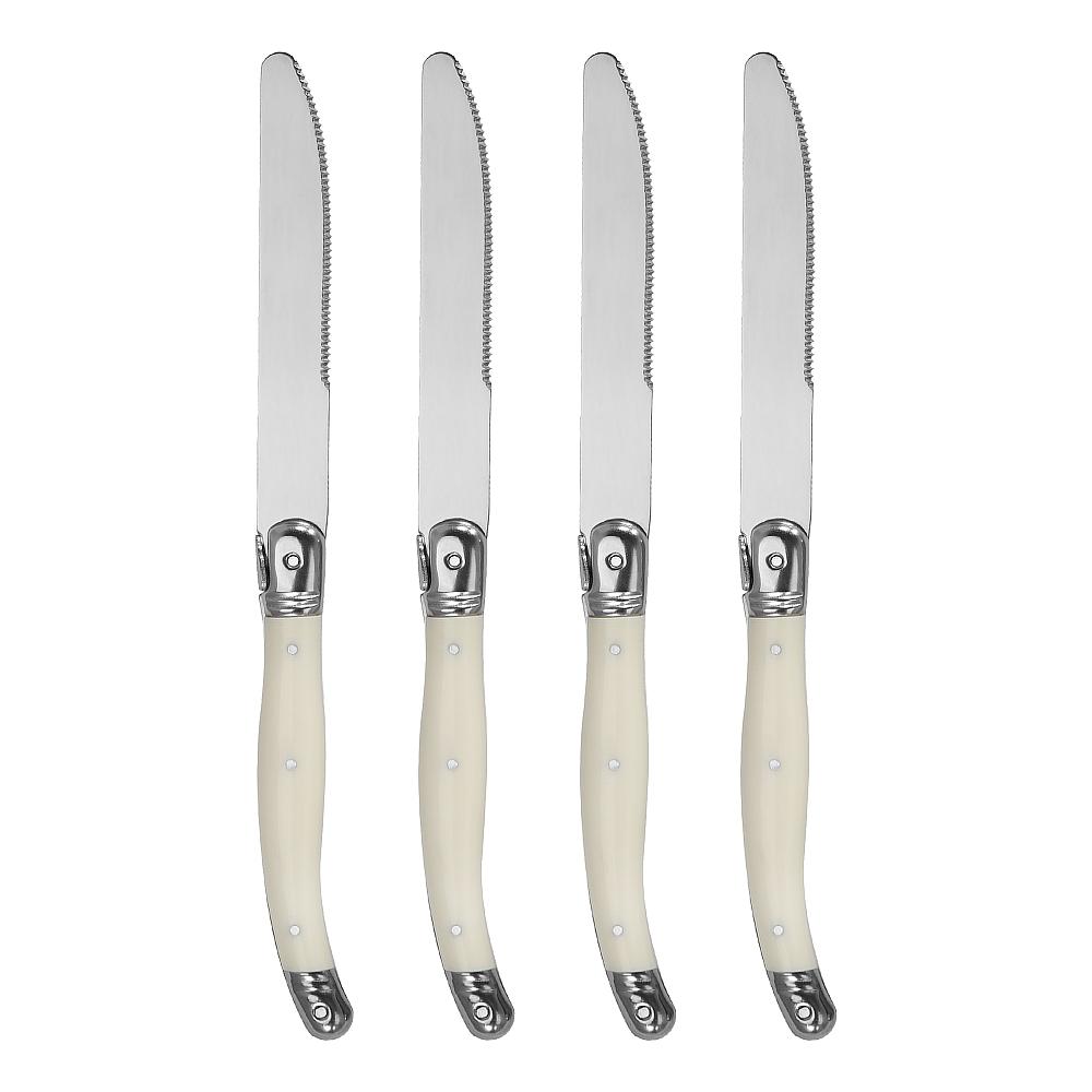 4/6/8pcs Stainless Steel Laguiole Cutlery Set Steak Knife Fork Spoon Set White Handle Restaurant Bar Kitchen Tableware