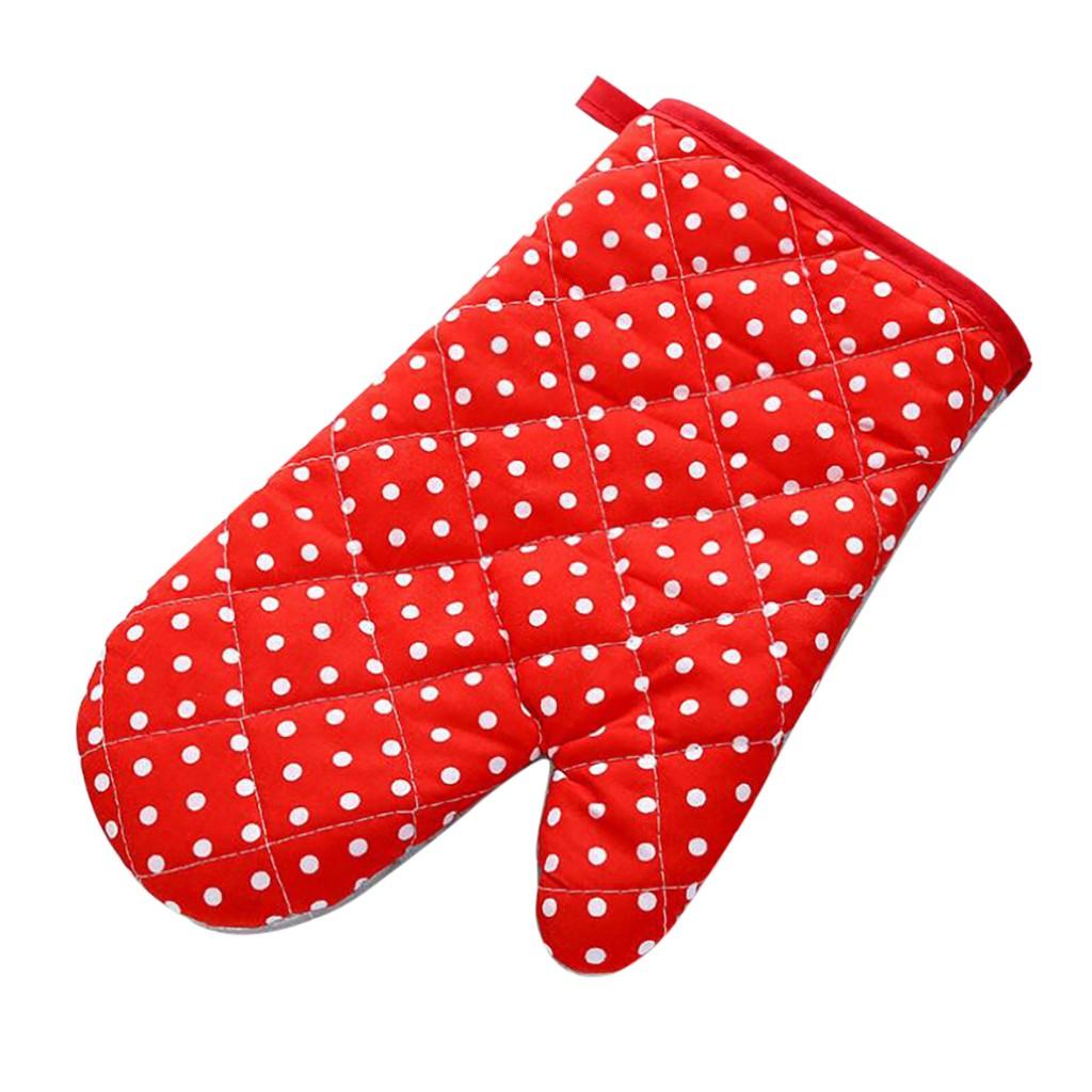 Kitchen Cooking Microwave Oven Gloves Mitts Dot Pot Pad Heat Proof Protected