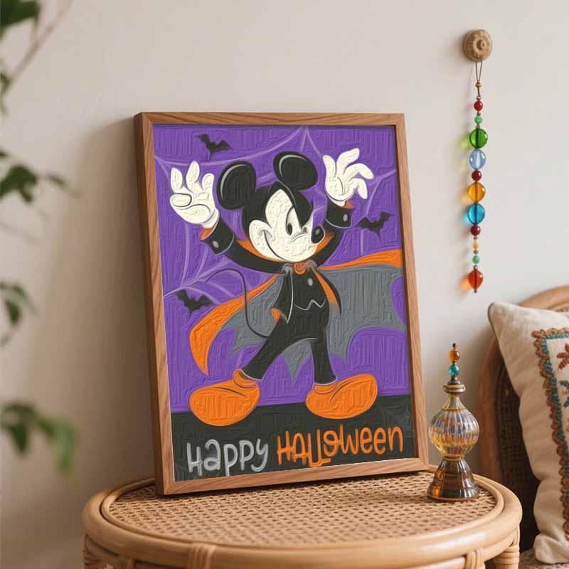Disney handmade diy oil painting digital painting kit Mickey Mouse pumpkin festival home living room entrance decoration hanging painting