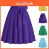 Fashion Womens Color Solid Allmatch Skirt With A Natural Belt Waist Skirt