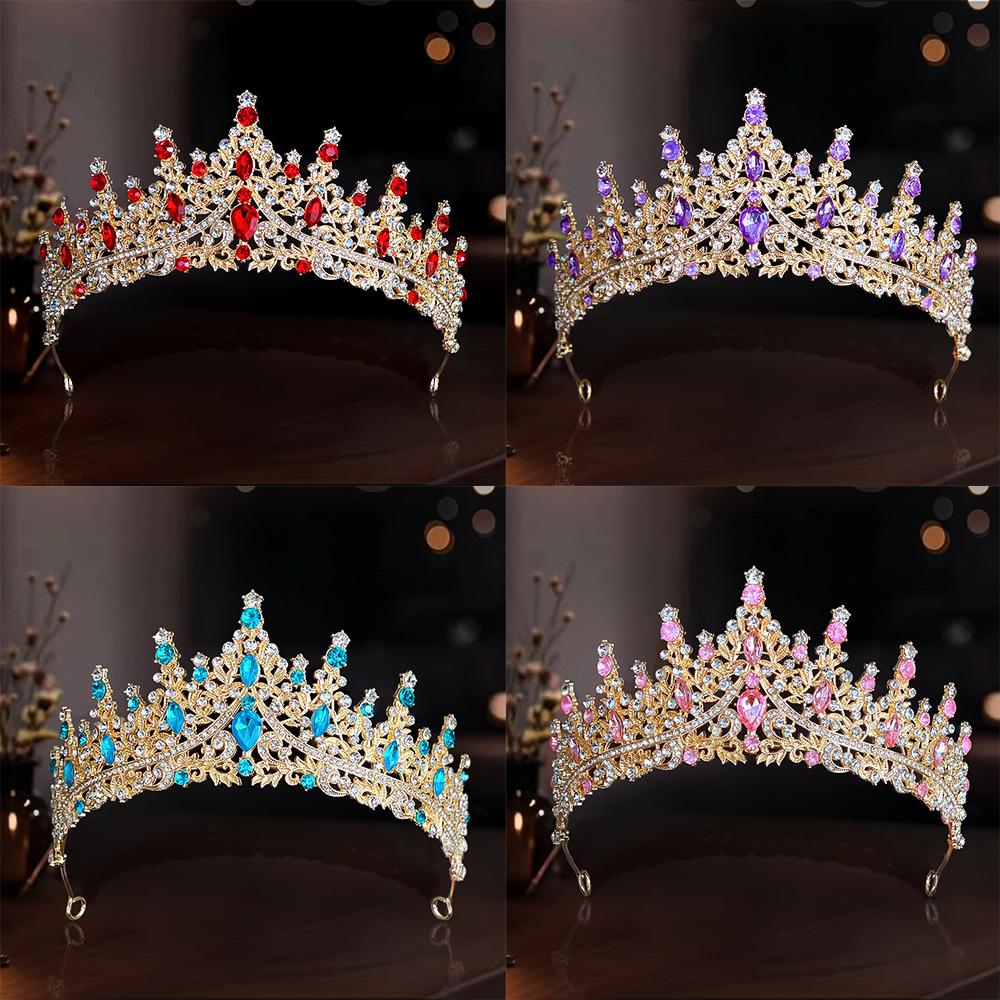 Bride Crown Wedding Dress Party Crown Birthday Performance Carnival Crystal Hair Accessory