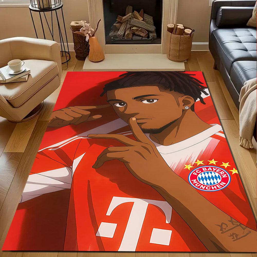 "Anime-Style Soccer Player Illustration" Patterned carpet, non slip mat suitable for living room and bedroom sofas