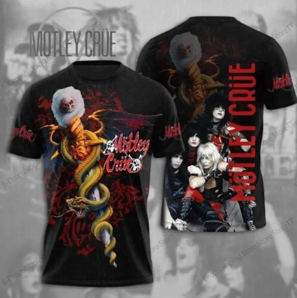 Металл Рок-группа Motley Crue Тур 3D Печать Футболка Мужчины Женщины Мода Хип-Хоп Повседневный Короткий Рукав Топы Футболки Детская Футболка Оверсайз