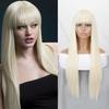 Синтетический парик Длинные прямые волосы Рисовый белый парик для женщин Натуральные прямые волосы Синтетические длинные черные, розовые, красные парики
