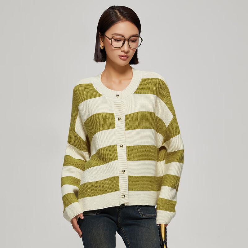 Women's Korean Style Loose Striped Long Sleeve Knit Cardigan