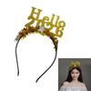 Блестящий новогодний головной убор с мерцающей надписью «Привет 2026», удобный ободок для волос для вечеринки, аксессуары для головы для фестивального мероприятия