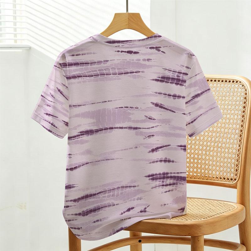 Women's Minimalist Tie-Dye Basic Crewneck T-Shirt, Soft Comfy Loose Fit, Versatile Casual Top for Daily, Beach & Loungewear