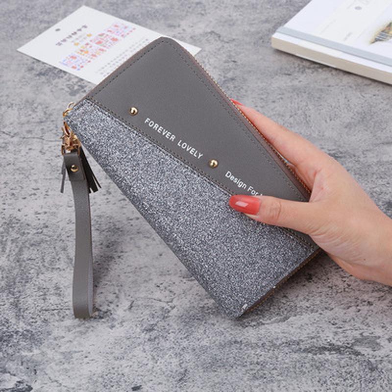 Fashion Women's Wallets Pu Leather Long Sequins Patchwork Glitter Wallet Coin Purse Female Wallets Girls Gifts