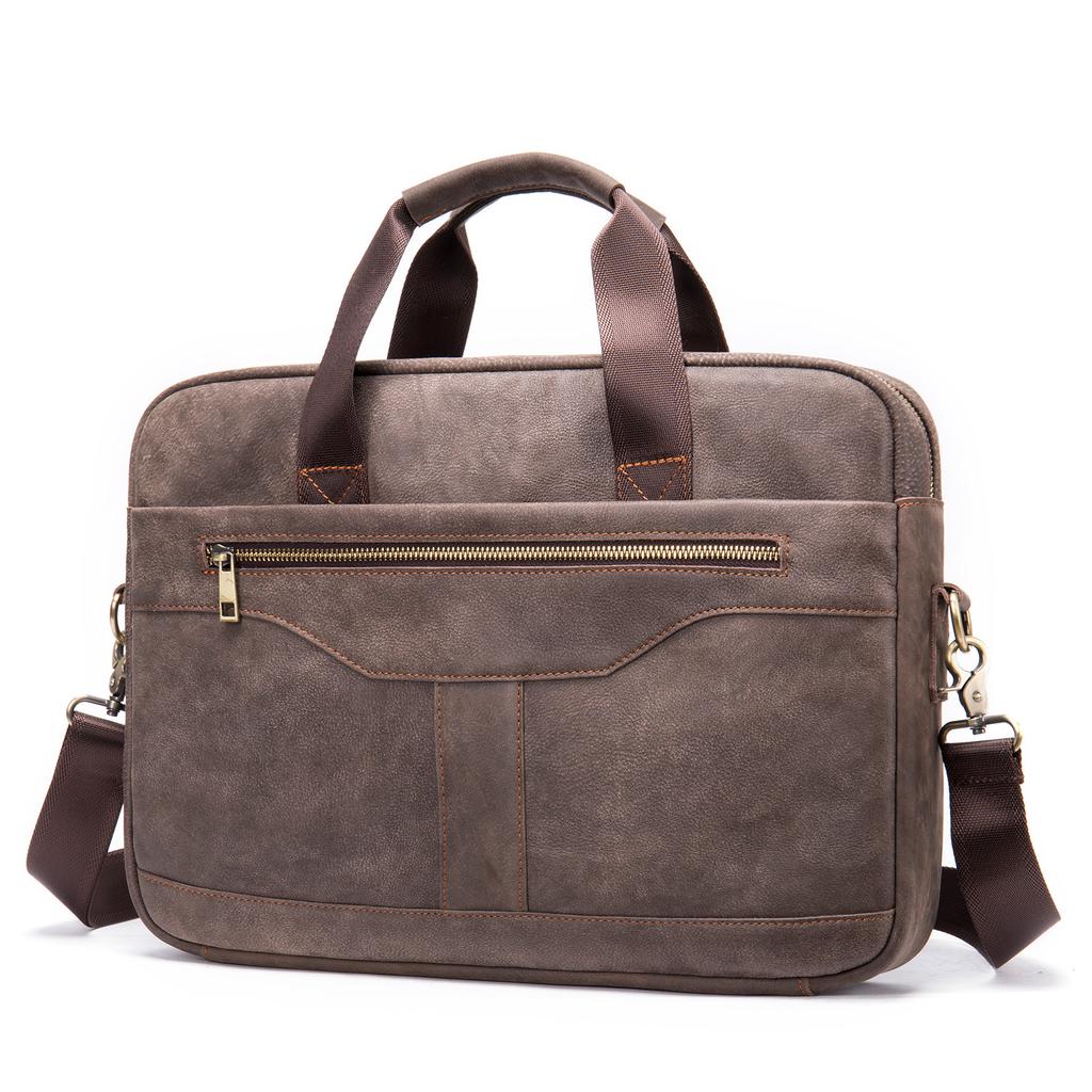 Men's Genuine Leather Briefcase Business Crossbody Bag Vintage Head Layer Cowhide Laptop Bag