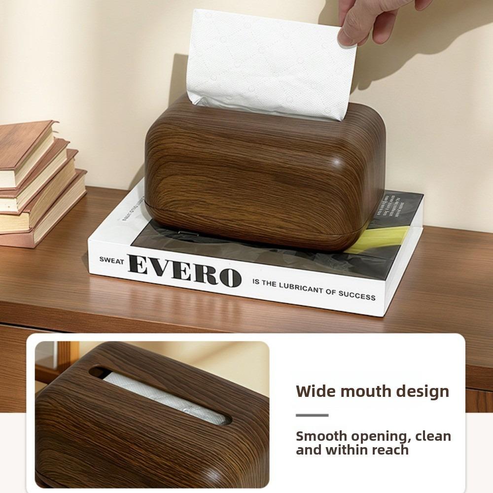 Ins Style Imitation Wood Grain Tissue Box Anti Slip Napkin Dispenser Coffee Table