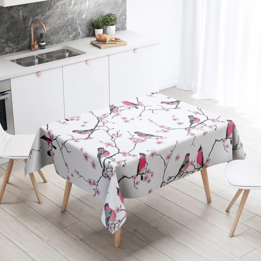Цветочная скатерть для домашнего декора, устойчивая к пятнам, водонепроницаемая, украшение для стола, прямоугольная кухонная столешница для камина