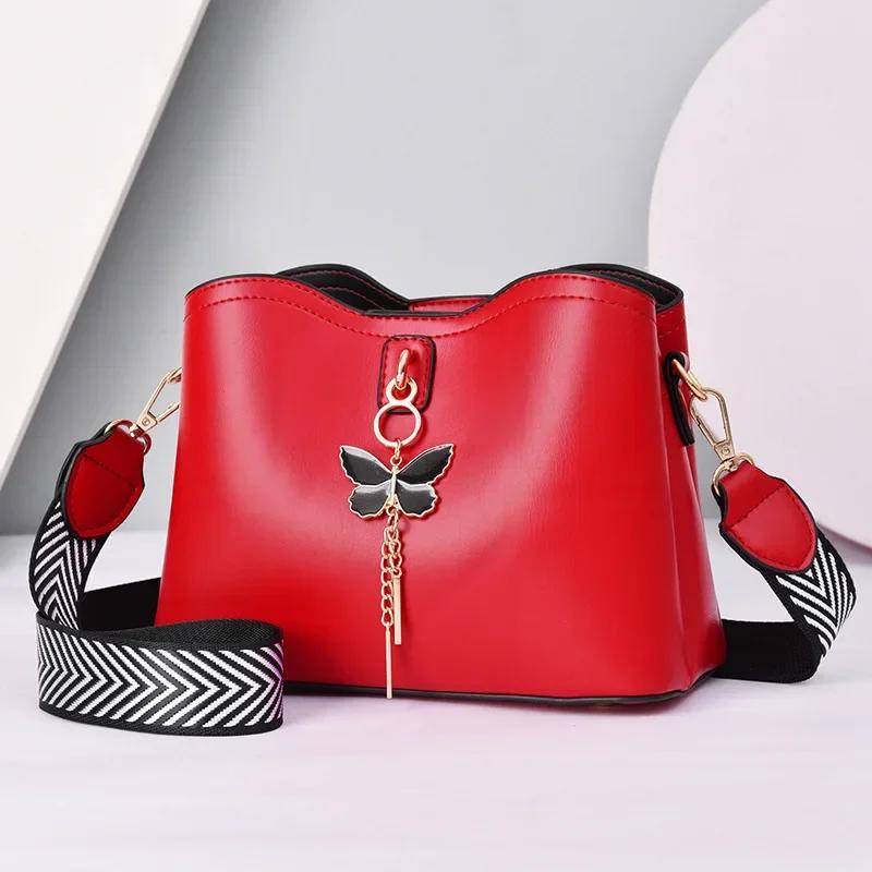 Women White Handbag Designer Butterfly Tassel PU Leather Messenger Bags Ladies Crossbody Female Tote Shoulder Bag