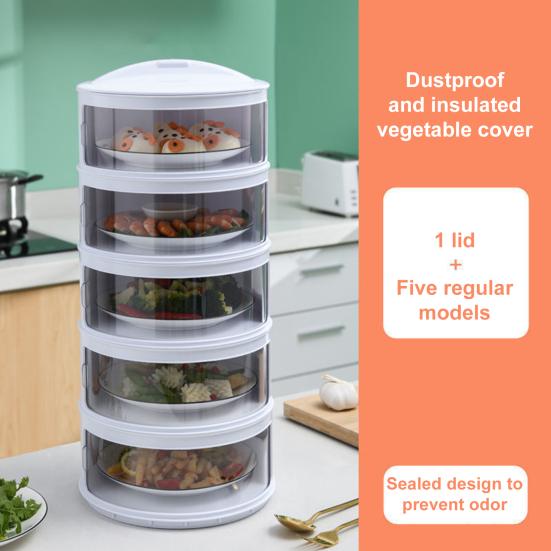 Insulated Vegetable Cover Multi-layer Stackable Food Box Anti-fly Dust-proof Heat Preservation Kitchen Supplies Picnic BBQ Helper