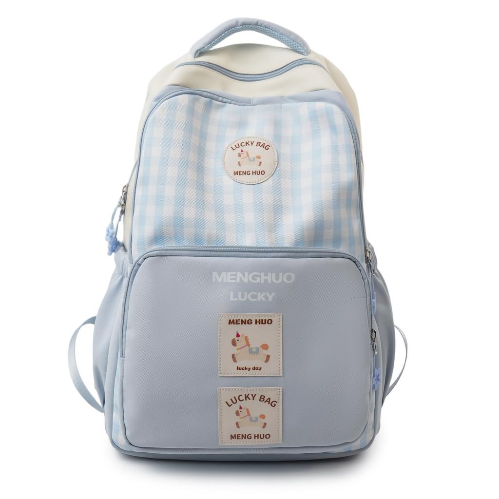 Schoolbag new Japanese cartoon plaid backpack cute Ruiying soft girl girl backpack commuter versatile student schoolbag