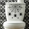 Halloween Toilet Seat Decals Spider Web Sticker, Self-Adhesive Black Spiders Lid Non Residual Adhesive Decor Decal, Horror Bathroom Wall Sticker