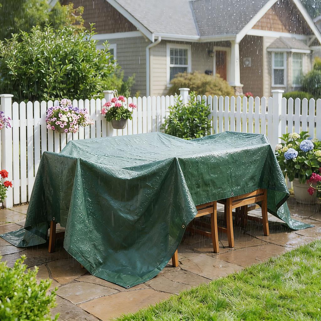4 x 6m Waterproof Tarpaulin 90GSM Tear-Resistant PE Tarp, Green