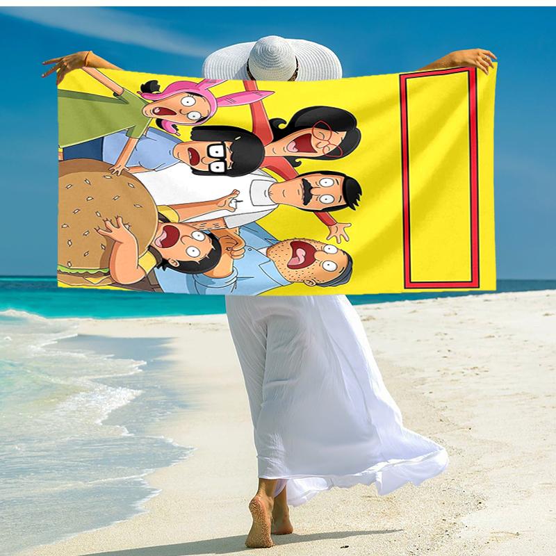 Ultra-Soft Beach Towel with Bob's Burgers Theme,Ideal for Pool - Camping, Diving - Perfect Travel Essential, Vibrant Beach Towel.