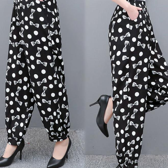 Spring and Summer Mother's Pants Wide-leg Plus Size Bloomers Cotton Silk High-waist Mosquito-proof Loose Trousers Women