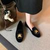 Exquisite Embroidered Suede Round Toe Flat Loafers for Women - Autumn 2024 Collection