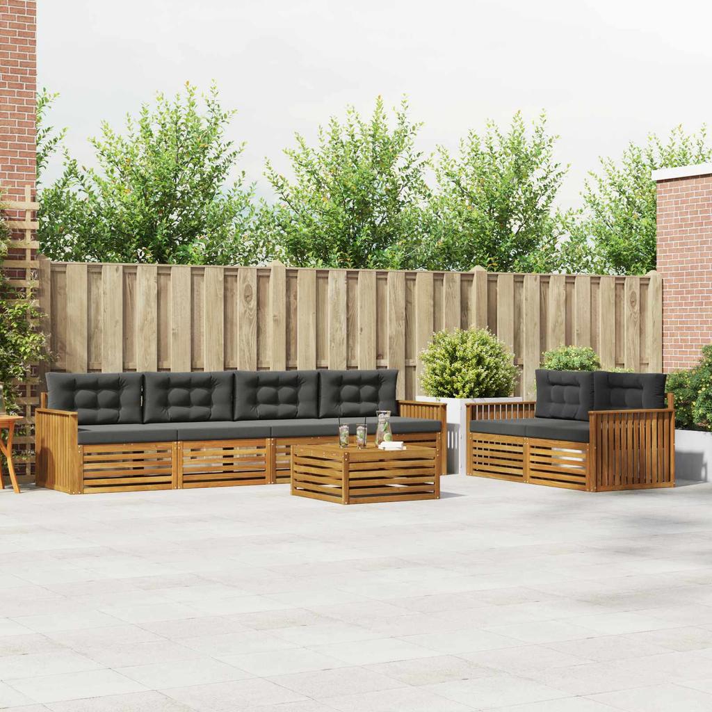Outdoor Sofa Set with Cushions 7 pcs Natural and Anthracite
