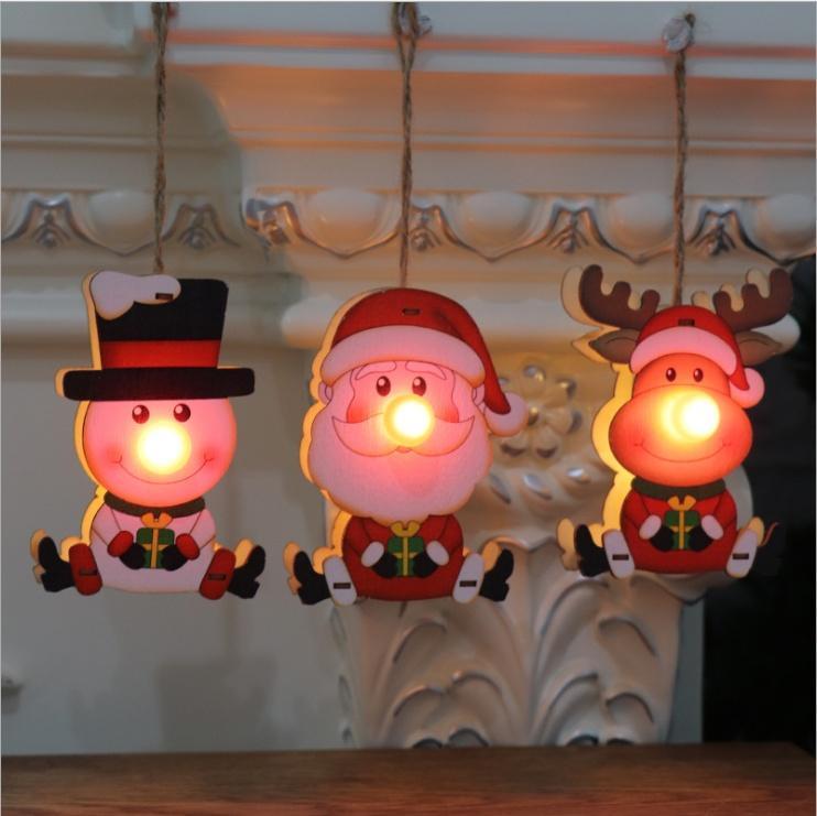 Christmas Ornaments Christmas Wooden Luminous Pendant Children's Gifts Christmas Tree Pendant