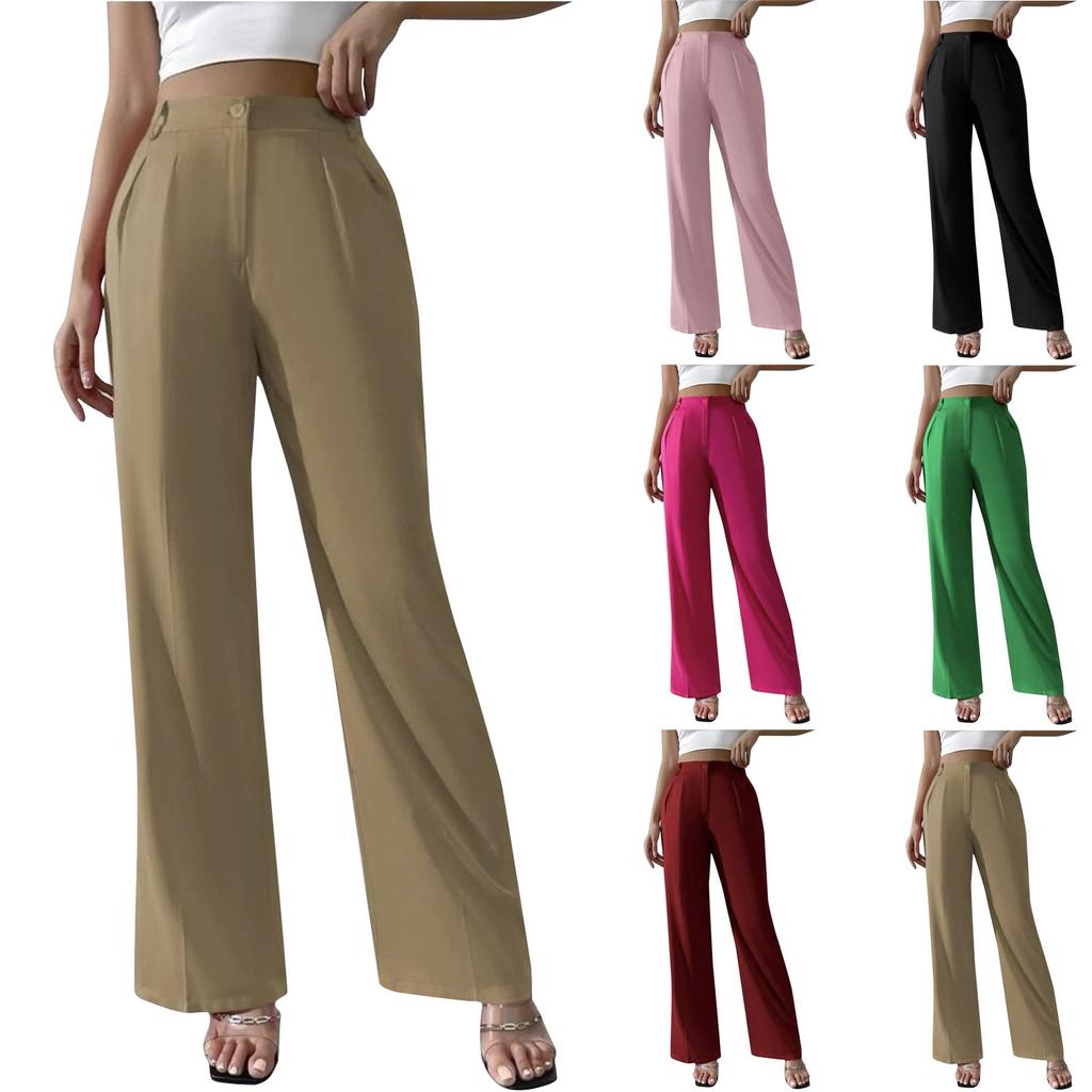 Women's Solid Color Casual Elegant Solid Color High Sag Wide-leg Formal Suit Pants Long Pants