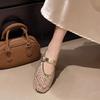 Модные дышащие французские туфли-лодочки с красивыми стразами, новые летние шлепанцы с плоской подошвой и открытым носком для улицы 2025, одинарная обувь
