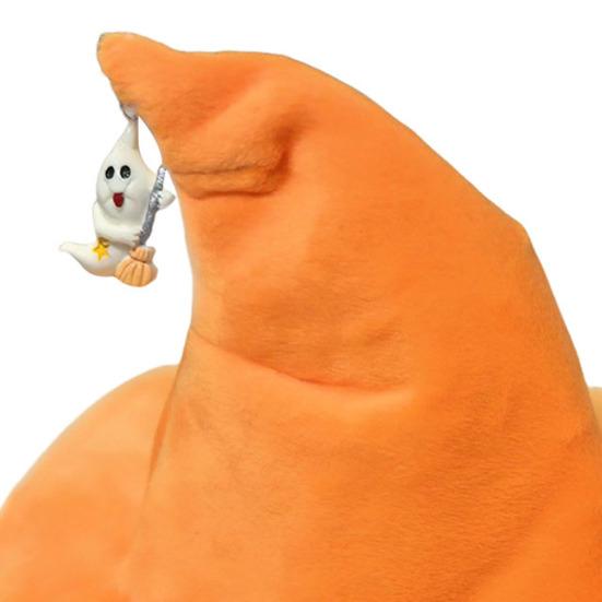 Doll Clothes Halloween Pumpkin Overalls Plush Doll Costume with Black Hat Cute Outfit for 15cm Dolls Display