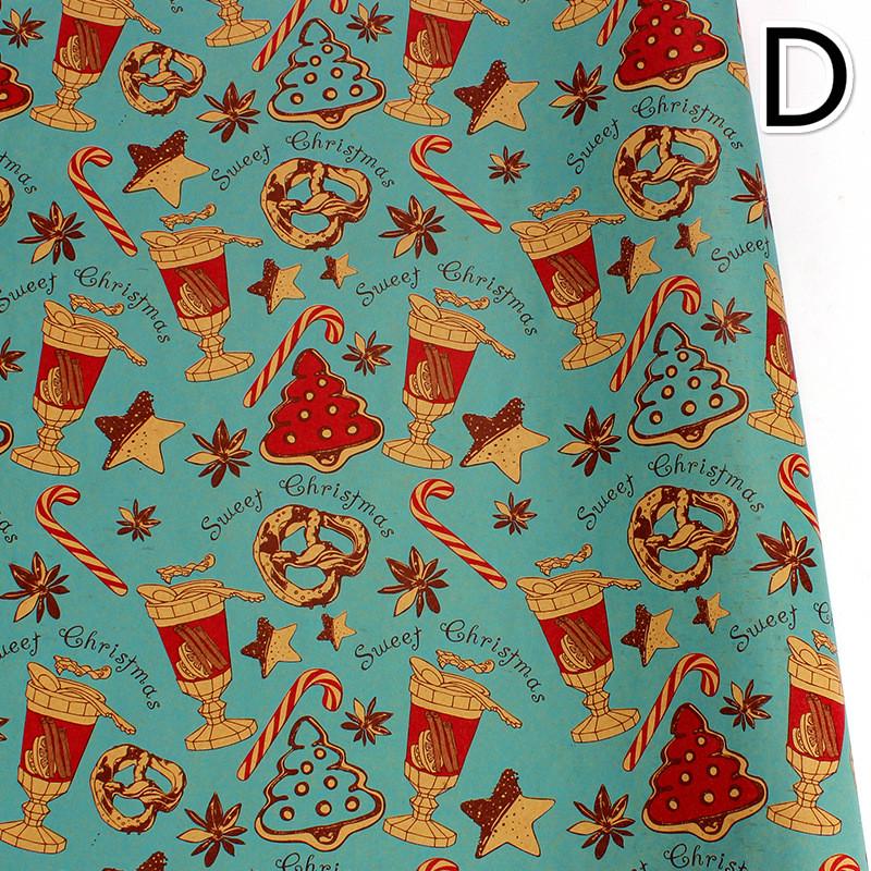 1 рулоны в стиле ретро, рождественская подарочная упаковка, бумага, дерево, снежинка, праздничная рождественская упаковка, декор