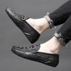 Genuine Leather Mens Loafers New Slip On Driving Shoes Crocodile Pattern Casual Business Shoes Moccasins Driving Zapatos Hombre