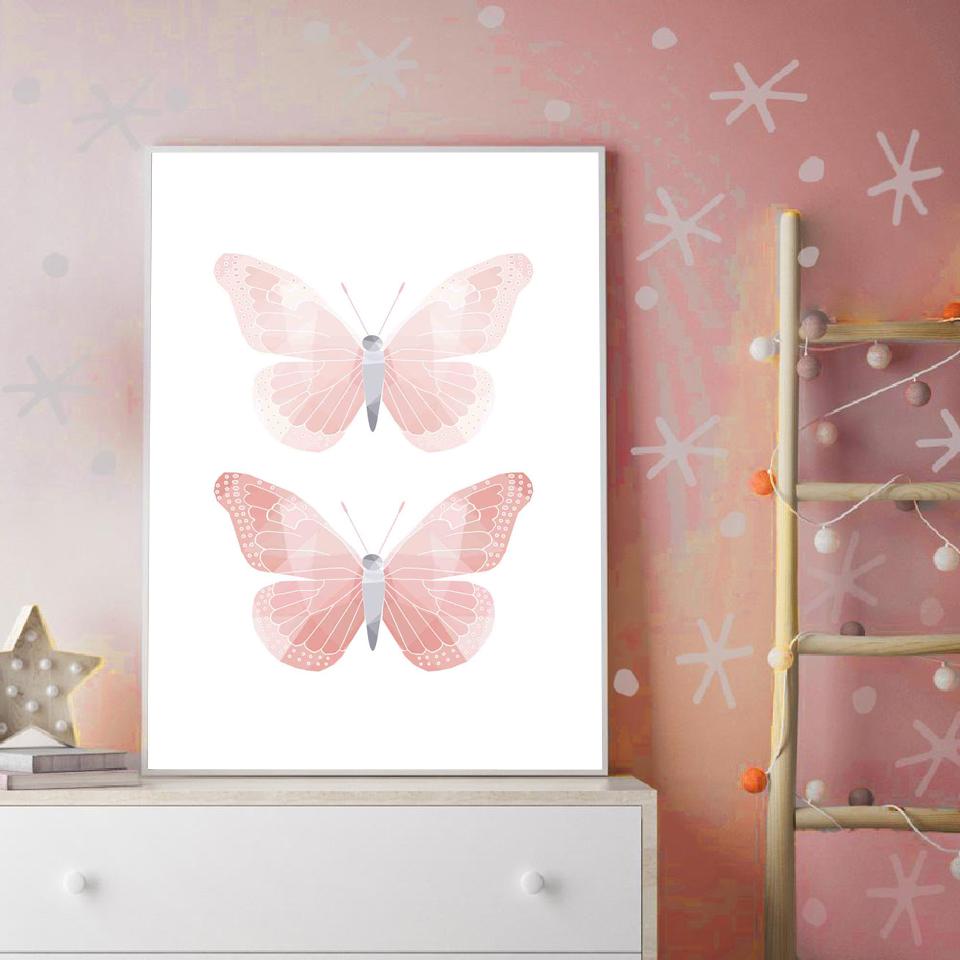 Маленькая фея, бабочка, постеры и принты, скандинавская настенная живопись на холсте, скандинавская настенная картина, декор для комнаты для маленькой девочки