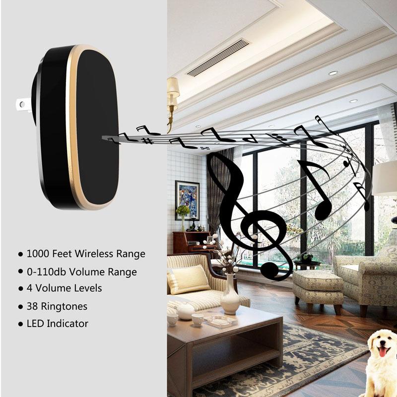 Waterproof Wireless Doorbell 300M Remote EU UK US Plug chime Door Bell alkaline batteryAA