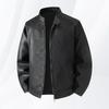 Mens Faux Leather Biker Jacket Stand Collar Casual Outerwear Lightweight Workwear Style