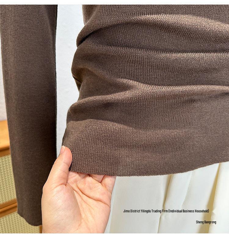 Универсальный вязаный топ с одним плечом и длинным рукавом - Стройная женская модная рубашка
