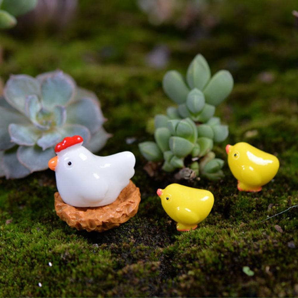 Garden Tiny Hen Chick Egg Henroost Mini Micro Landscape Ornament Miniature Figurine Decoration