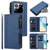 For Xiaomi 15T Pro Leather Case 9 Card Slots Zipper Wallet Stand Phone Cover with Wrist Strap