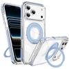 Магнитный прозрачный чехол для iPhone 17 Pro Max с двухцветной вращающейся подставкой для Apple 16/15 Pro