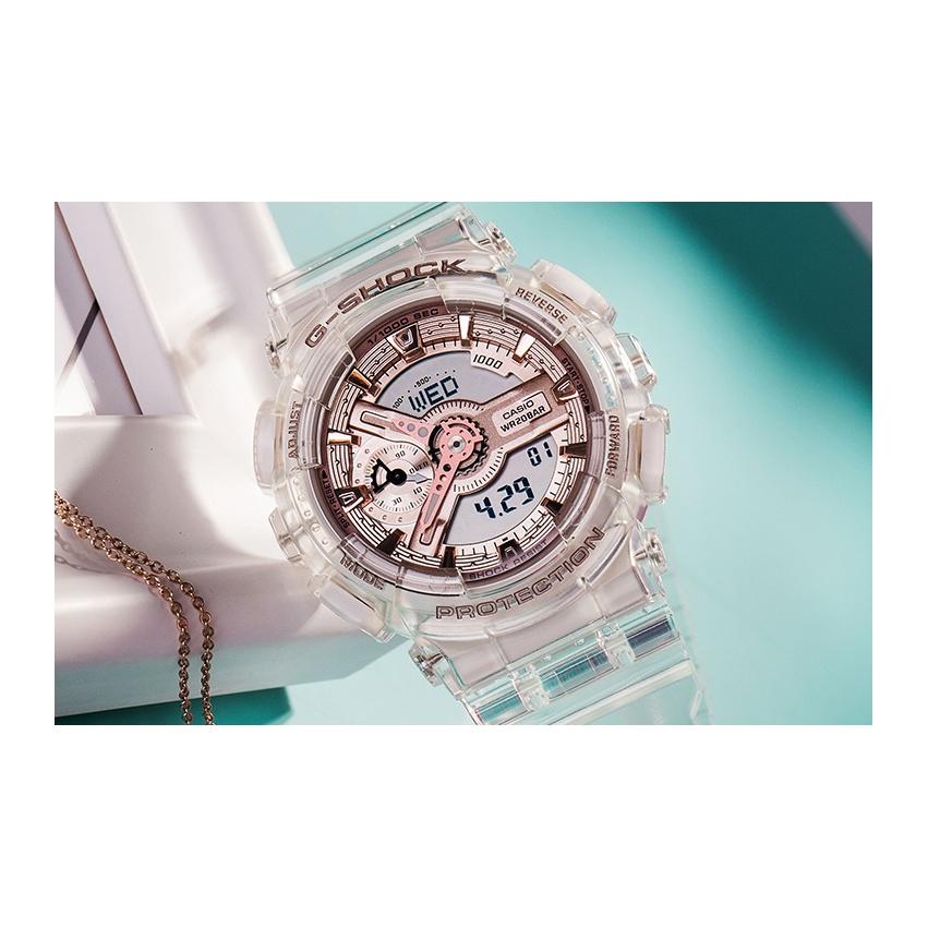 G-Shock Ice Tough Transparent Rose Gold Waterproof Shockproof Quartz Movement Resin Strap Watch Women watches GMA-S110SR-7A