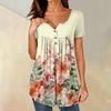 Women Tunic Tops Dressy Casual Summer Short Sleeve Shirts Loose Fit Pleated Boho Top