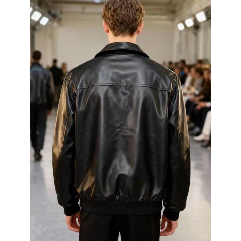New men's PU leather jacket stand-up collar locomotive jacket slim fashion casual jacket autumn and winter trend leather jacket