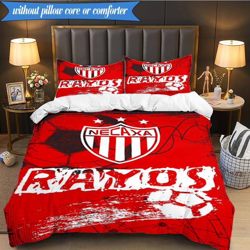 3PCS Football Crest Heartbeat Printed Soft Bedding Set,Including 1pc Duvet Cover And 2pcs Pillowcases Perfect for Bedroom, Dormitory, Fan gift