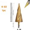 4-32mm/4-20mm/4-12mm HSS titanium coated stepped drill, conical drilling tool cutting wood holes and high speed steel metal