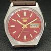АВТОМАТИЧЕСКИЕ ВИНТАЖНЫЕ ЧАСЫ SEIKO 5 ЯПОНИЯ 6309A МУЖСКИЕ ЧАСЫ С ЦИФЕРБЛАТОМ КРАСНОГО ЦВЕТА a701203-5