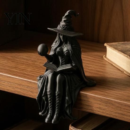 Halloween Table Decor 3D Printed Fortune Teller Figurine, Mystic Gypsy Statue for Shelf Dark Style Home Tabletop Display, Gothic Witch Sculpture with