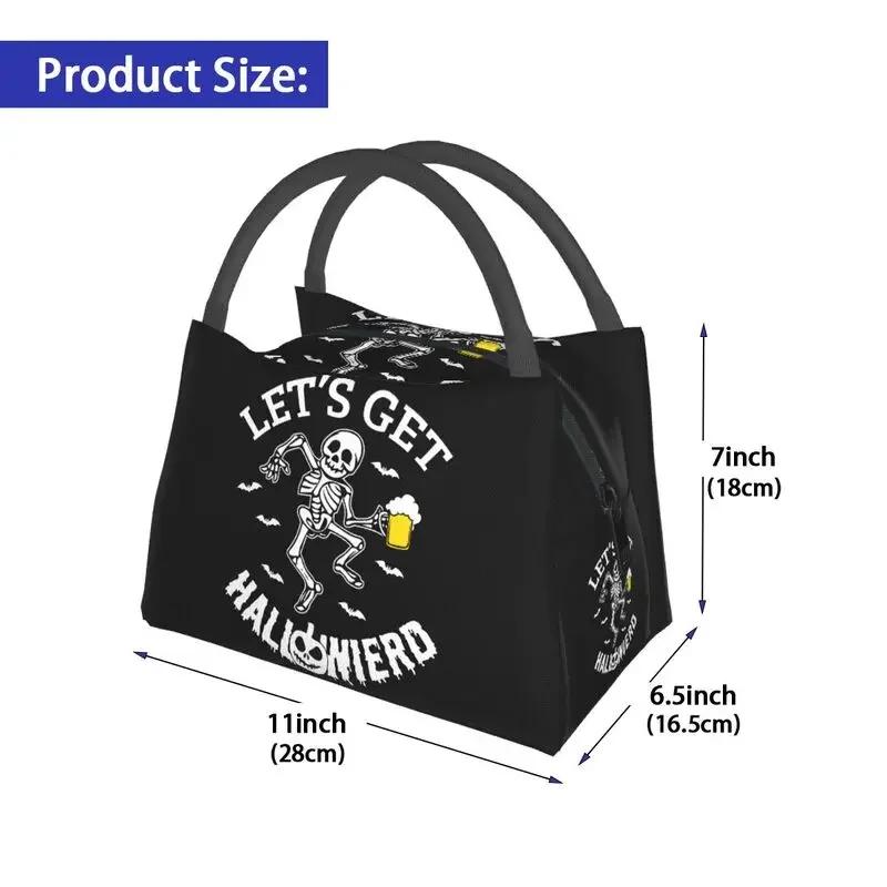 Хэллоуин Давайте станем Хэллоуирдами Скелет Многоразовые Ланч-боксы-Холодильники Термальная Сумка для Еды с Изоляцией для Путешествий, Работы, Пикника, Контейнер
