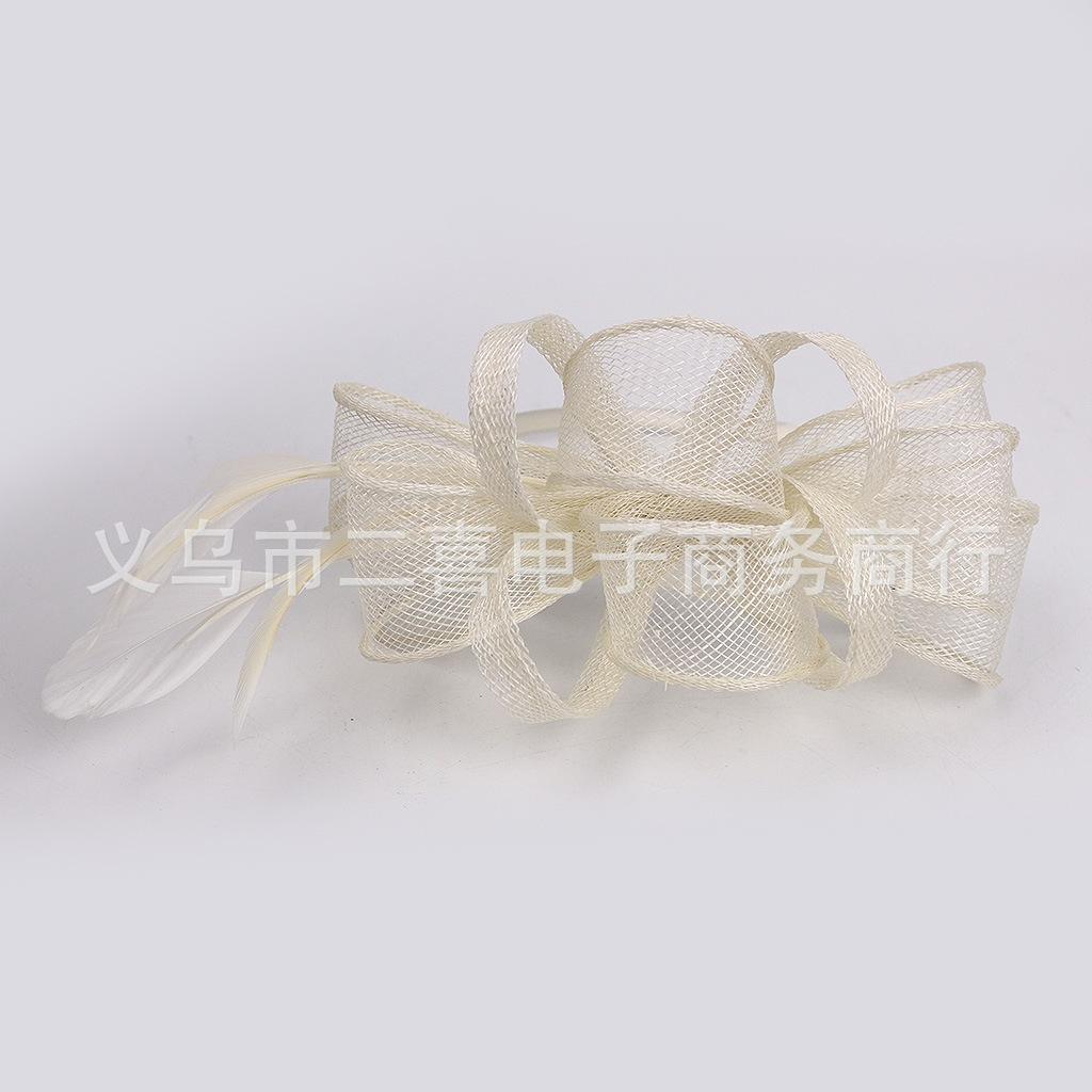 Тонкая льняная пряжа свадебная тиара перья цветы шпильки украшения для волос, повязки на голову для выпускного бала, цилиндры