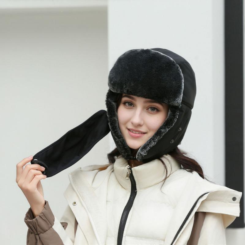 Winter Large Men's Outdoor Cycling Thermal Hat, Windshield and Cold Hat, Thickened and Enlarged Ear Protection Cotton Hat