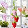 New Cute Handmade Flower Knitted Pendant Strawberry Crocheted Car Decoration Rearview Pendant Bag Key Mirror Ornaments Girl Gift