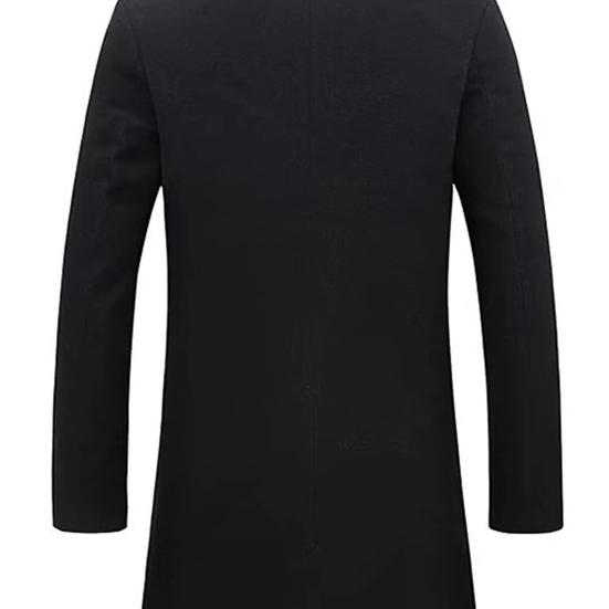 Мужское шерстяное пальто с лацканами, длинный рукав, однобортная куртка, пальто с карманами, однотонный цвет